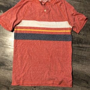 Men’s Peach-Colored Shirt with Stripes